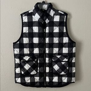 Woolrich Quilted Palid Vest Down Black and White Checkered in Size XL